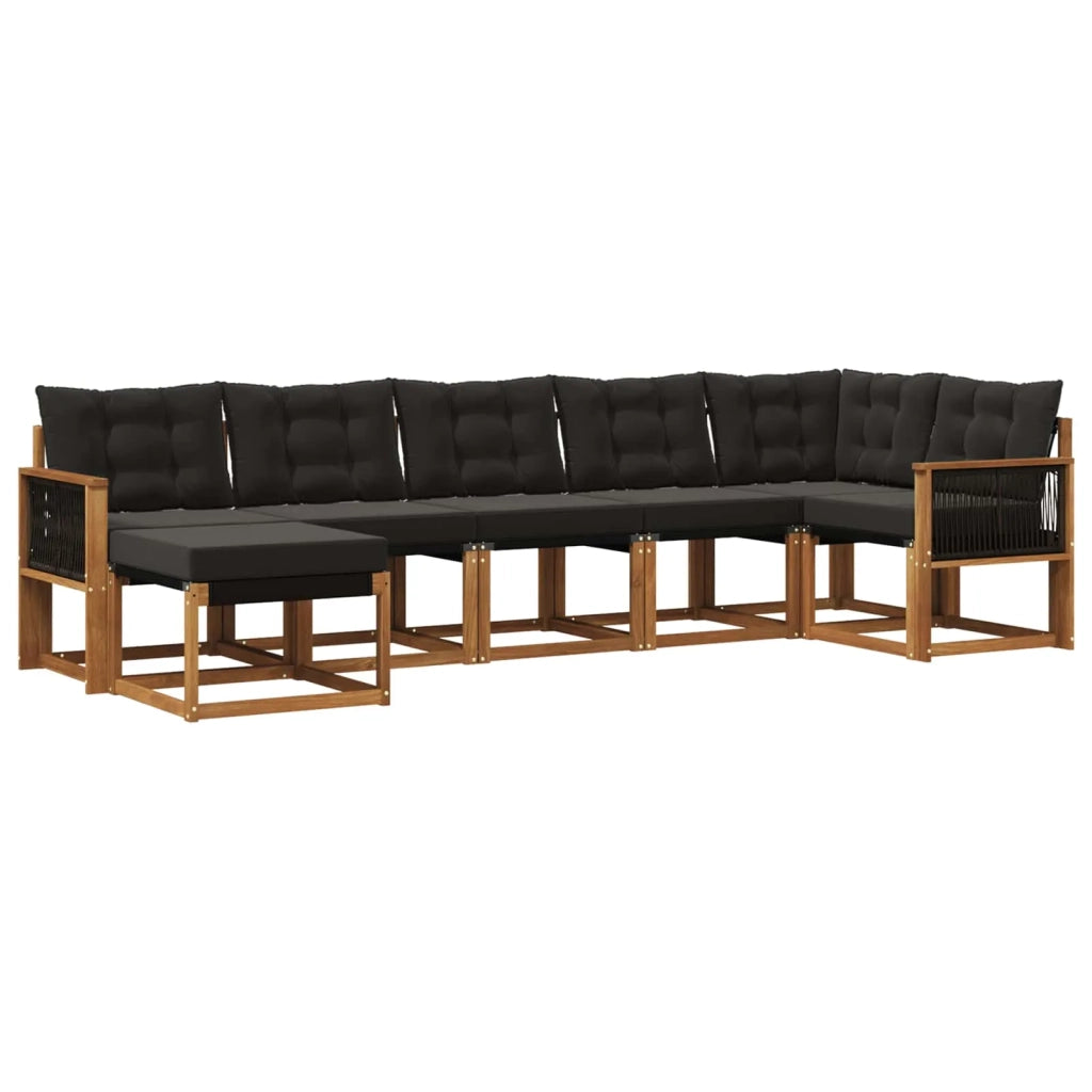 Set di divani da esterno 7 pz Naturale e Nero 3382096