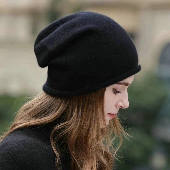 Cappello slouchy in lana per uomo e donna, caldo cappello invernale, comodo, flessibile, morbido, adatto per l'inverno, l'autunno e la primavera - nero - M