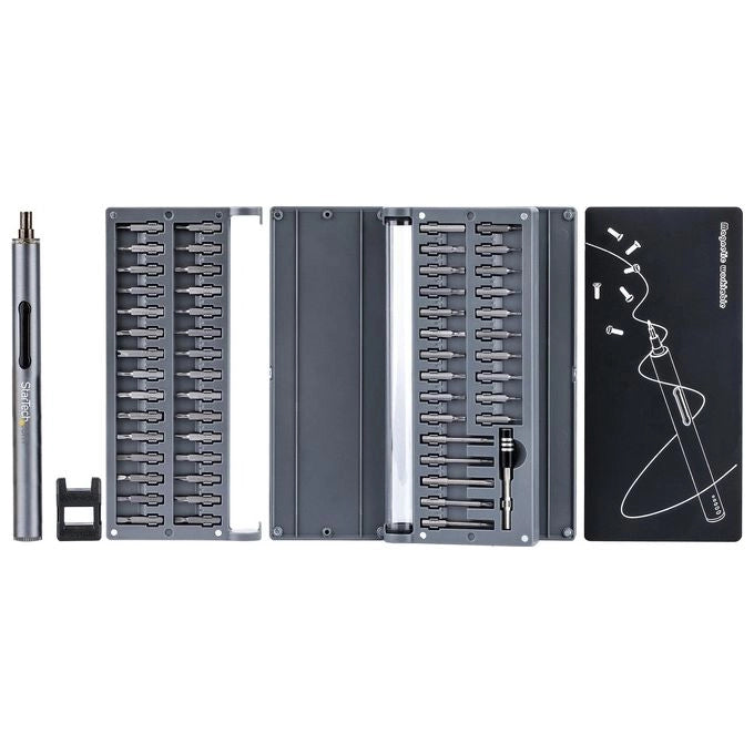 StarTech.com Set di cacciaviti elettrici di precisione 55 punte - Kit di cacciaviti a batteria portatile/mini per riparazioni di elettronica - magnetico - senza filo (CTK20PCEDRIVE)