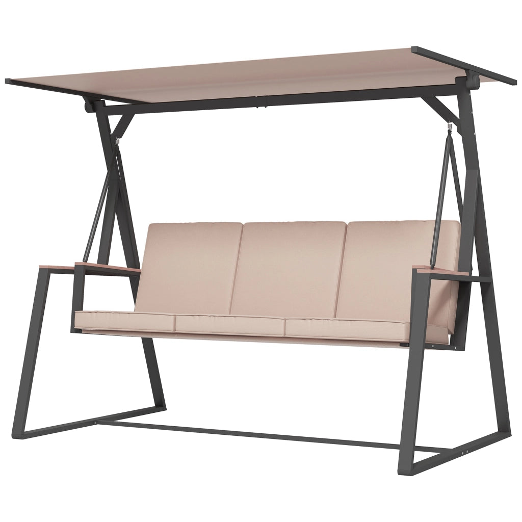 Altalena da Giardino 3 Posti con Tetto ¨C zephmum ¨C Beige e Nero