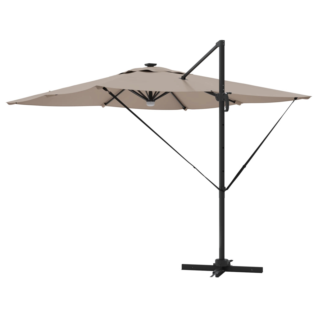 Ombrellone a sbalzo Roma di con LED Tortora 286x285x270 cm Alluminio