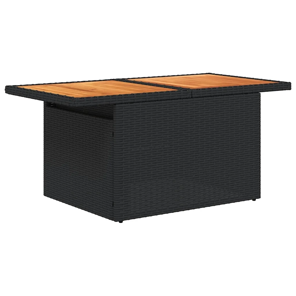 Set Divano da Giardino 6 pz con Cuscini Nero Polyrattan Acacia 3327598