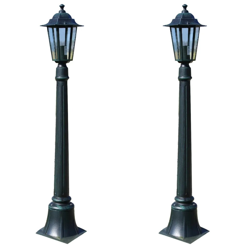 Set di 2 lampade da giardino 105 cm creano un'atmosfera accogliente e sicura stile moderno alluminio verde scuro 02_0055081