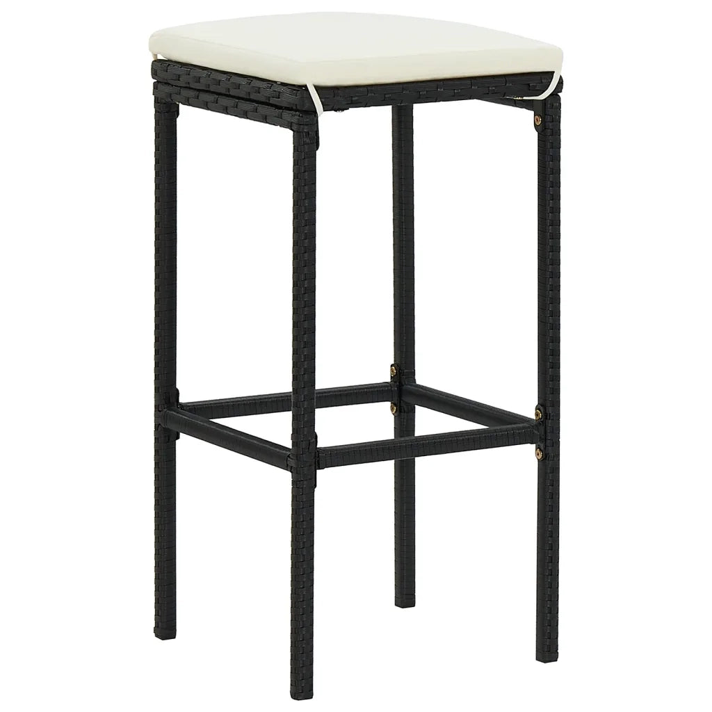 Set Bar da Giardino 3 pz Nero in Legno Acacia e Polyrattan 3295267
