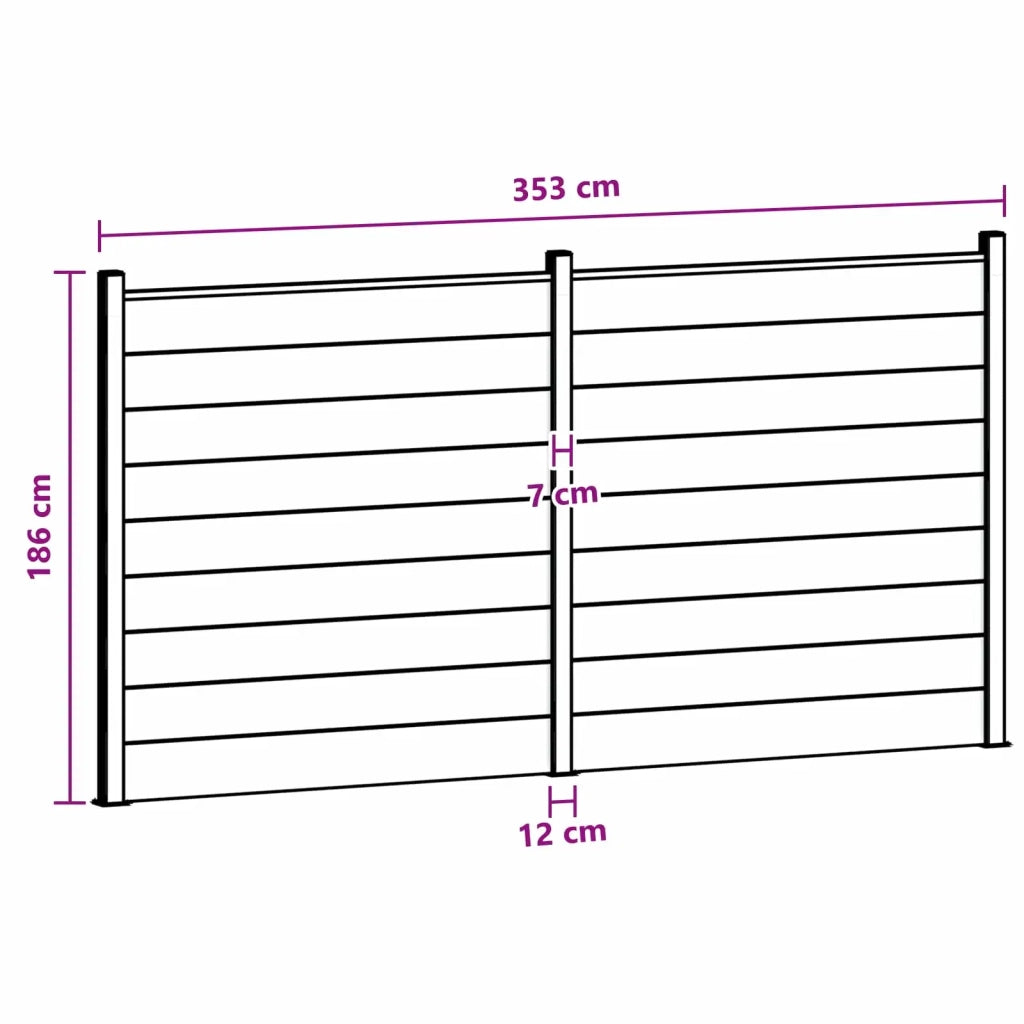 Pannello di Recinzione 2 pcs WPC e Alluminio Nero