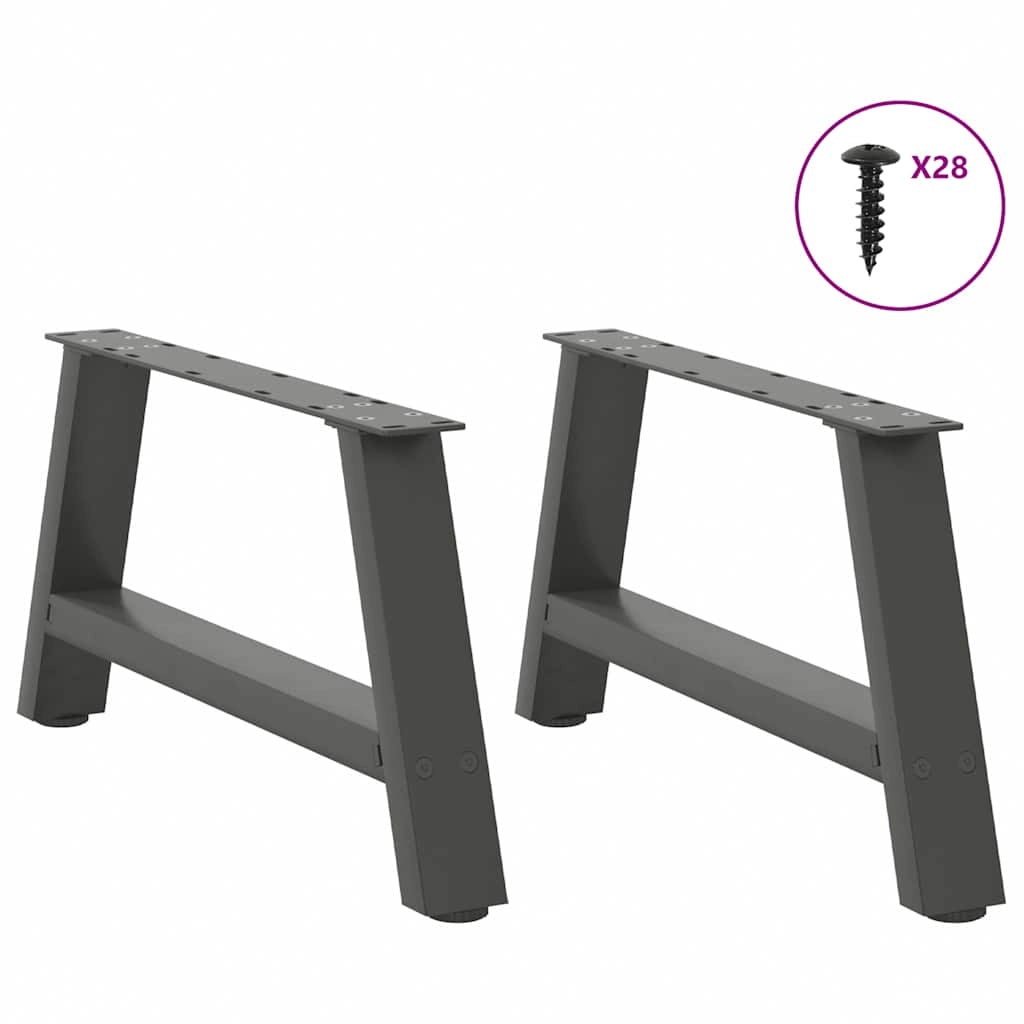 Set di 2 gambe per tavolino da caffè a forma di A con piedini regolabili 60 x 31 cm acciaio antracite 02_0057102