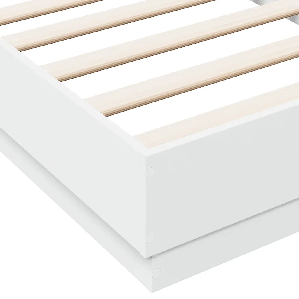 Letto singolo | Letto per adulti | Giroletto Bianco 90x190 cm in Legno Multistrato