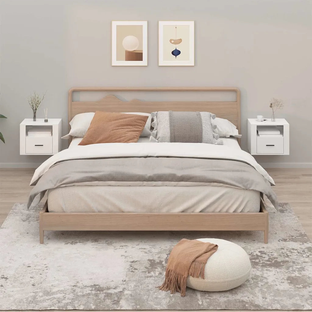 Comodini a Muro 2 pz Bianco Lucido 50x36x40 cm 816885