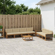 Set di divani da esterno con cuscino 8 pcs Naturale e Beige
