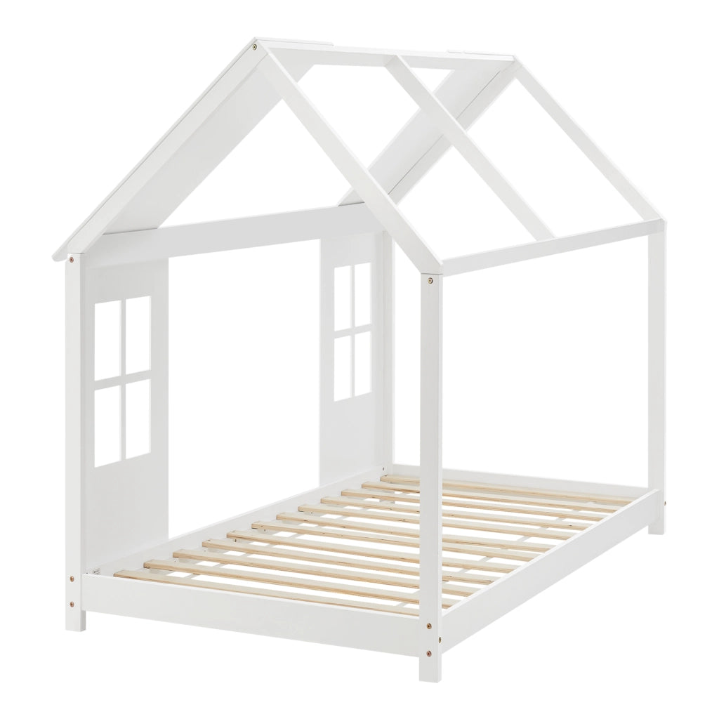 Letto Tostedt per Cameretta a Forma di Casetta con Materasso 90 x 200 Bianco [en.casa]