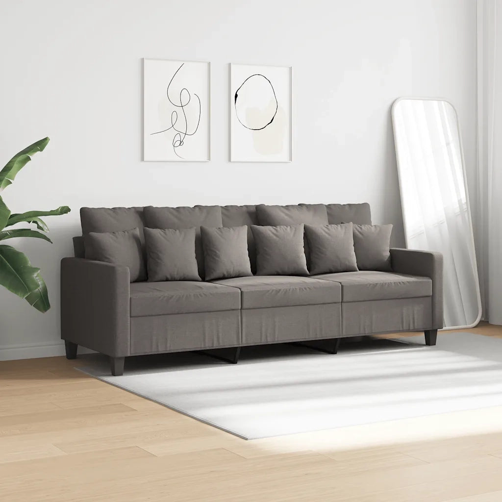 Divano a 3 Posti-Sofa 3 Posti Tortora 180 cm in Tessuto 252992