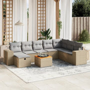 Set Divano da Giardino 9 pz con Cuscini Beige Misto Polyrattancod mxl 113758