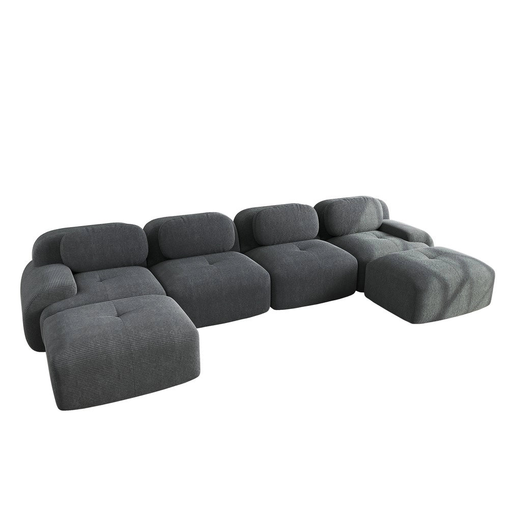 Divano 3 posti ¨C Minimal ¨C grigio tessuto imbottito con braccioli larghi, adatto a animali
