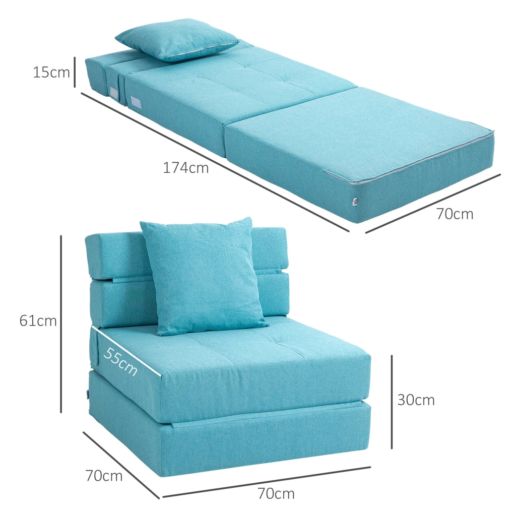 Sedia letto imbottita ¨C zephmum ¨C 70x70x61 cm, blu chiaro