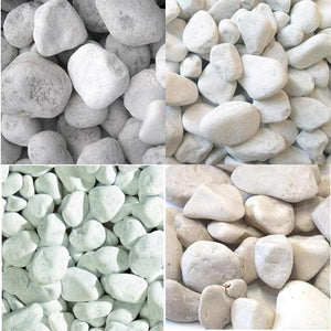 Ciottoli bianco valle d'itria pietre naturali decorativi giardini aiuole vasi *** misura 25/40, formato 25 kg, confez...
