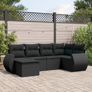 Set Divano da Giardino 6 pz con Cuscini Nero in Polyrattan 3253992