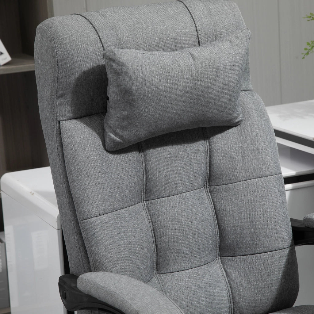 Sedia da ufficio ergonomica reclinabile con poggiatesta, braccioli e poggiapiedi ¨C zephmum ¨C grigio chiaro