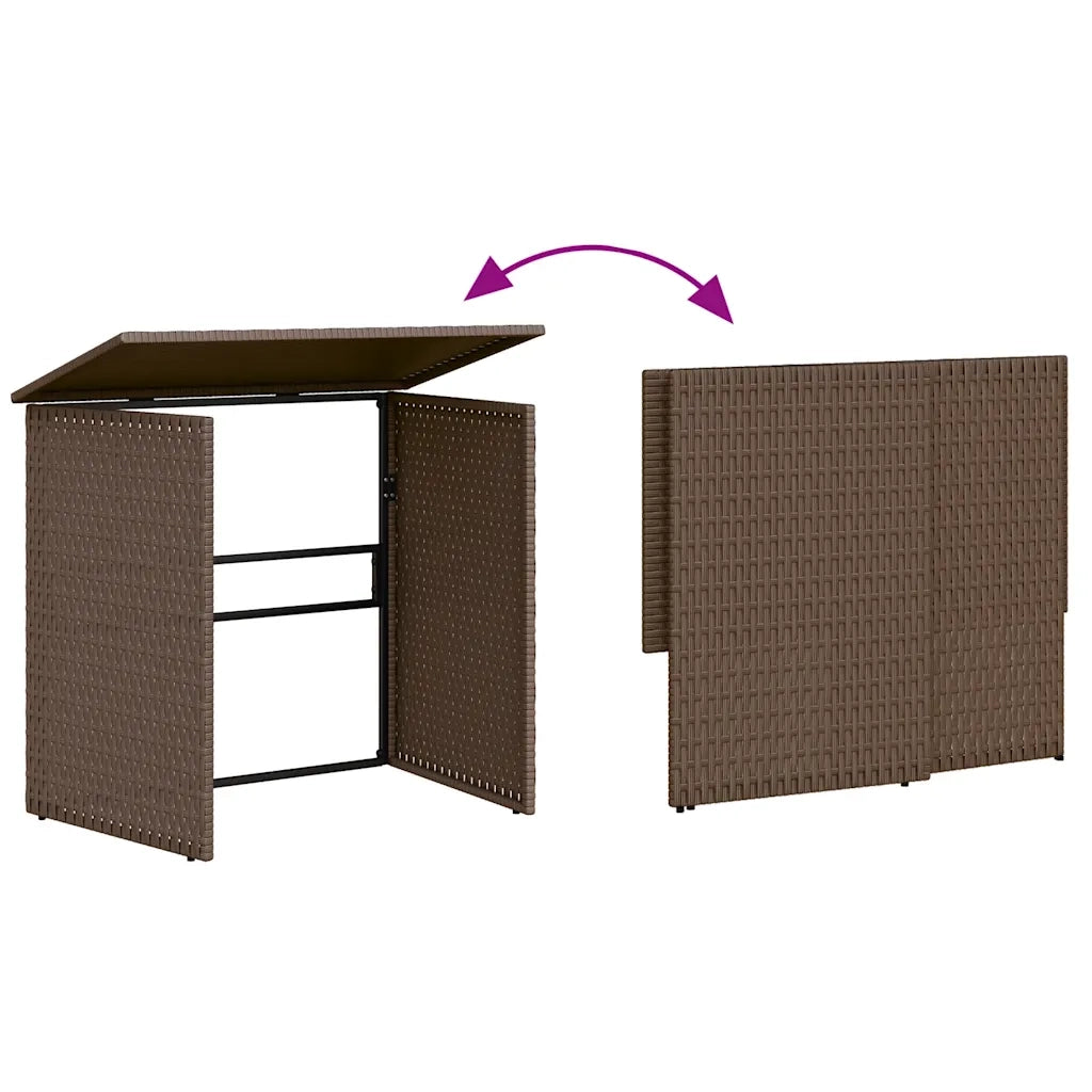 Divano da Giardino con Tavolo e Cuscini a L Marrone Polyrattan 362346