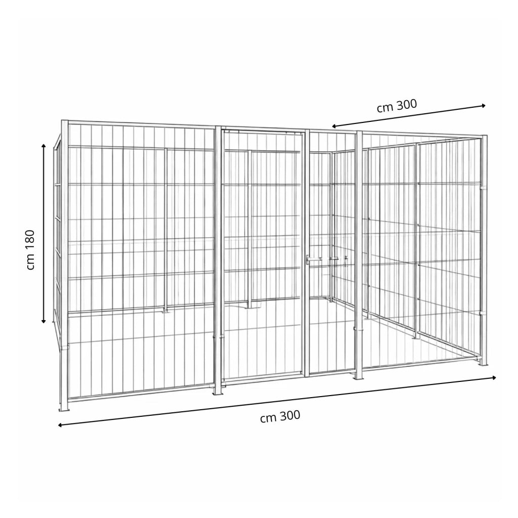 Box per cani da esterno con zincatura a caldo da 300x300x altezza 180 cm