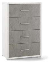 MOBILE CASSETTIERA 4 H110 L71 P41 Cm STRUTTURA BIANCO FRONTALE CEMENTO SARMOG