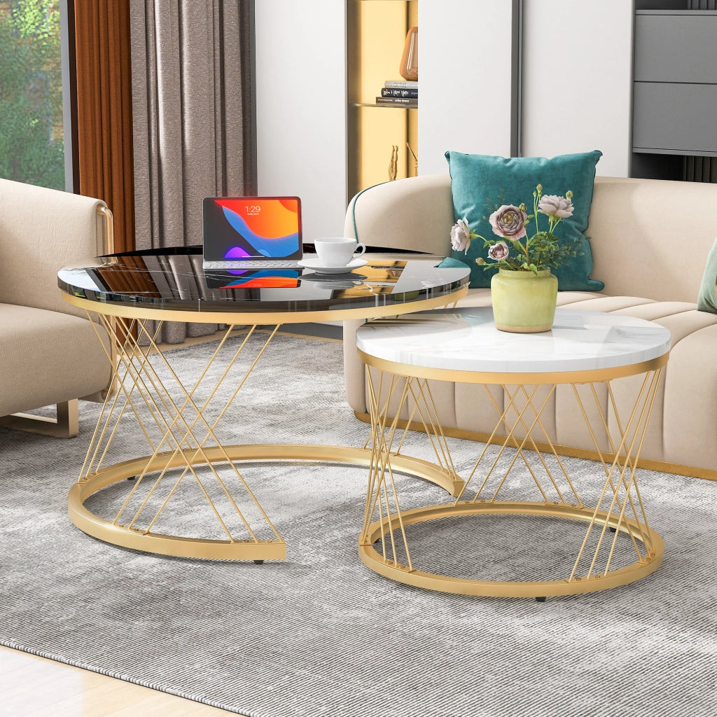 TAVOLINO DA CAFFÈ NESTING Set da 2 pezzi 70x70x45 cm MDF Nero