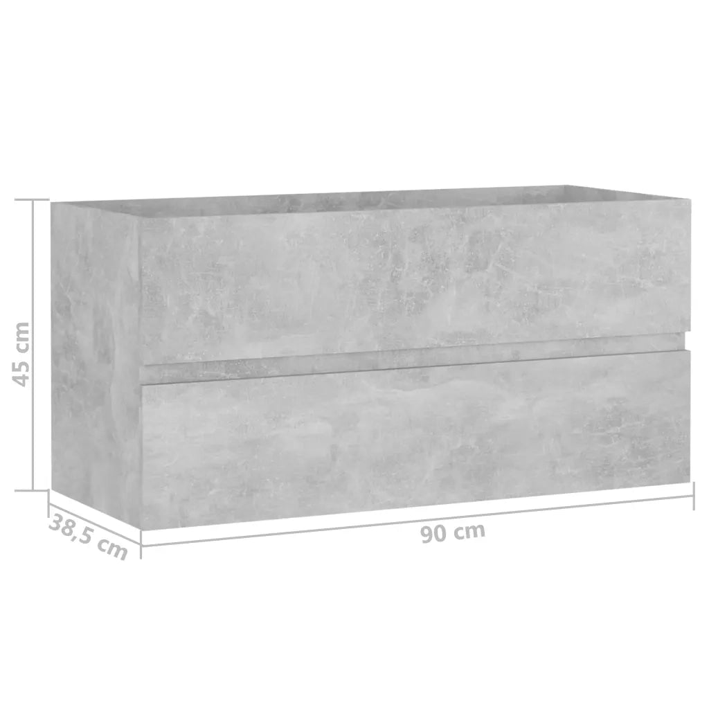 Elegante mobiletto sottolavabo per bagno dimensioni 90 x 38,5 x 45 cm in legno composito grigio cemento codice 02_0047821.