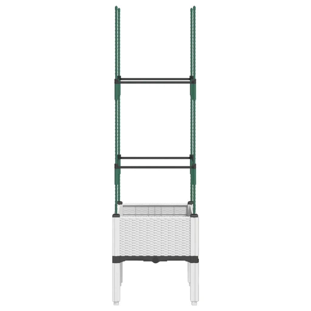 Fioriera da Giardino con Traliccio Bianco 40x40x142,5 cm in PP 367949