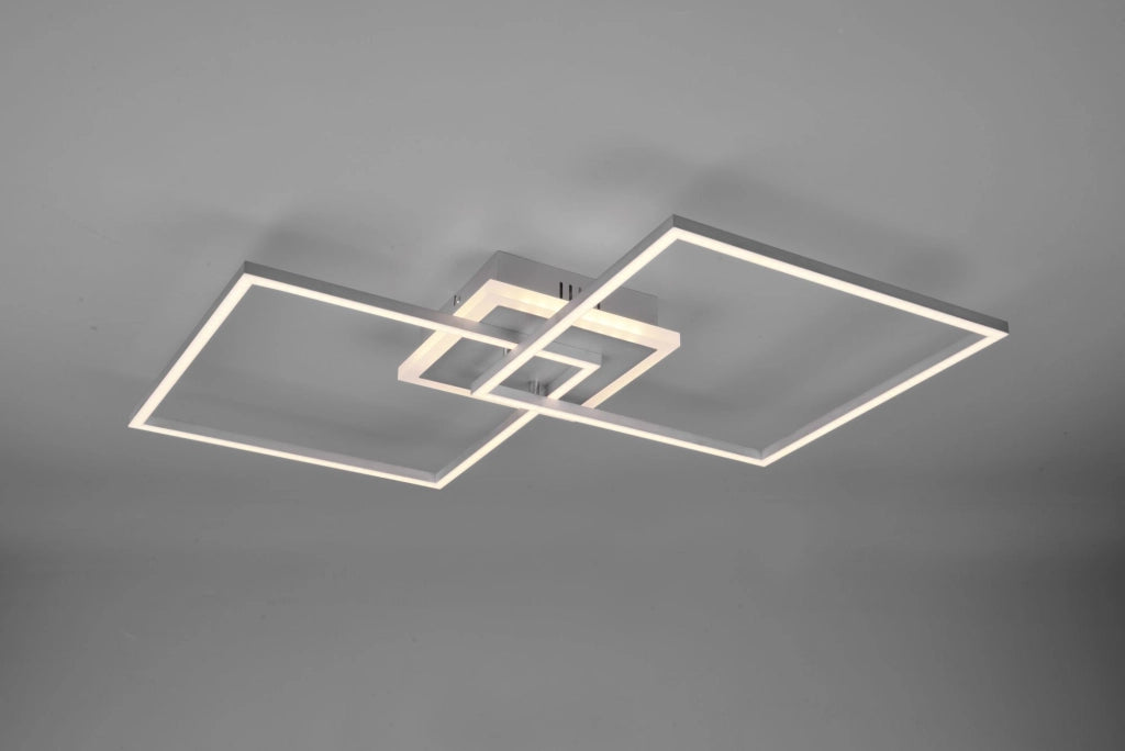 ARRIBO PLAFONIERA LED 35,5W  3850lm, 3000K DOPPIO QUADRATO ALLUMINIO OPACO CON TELECOMANDO MULTIFUNZIONE ANCHE RGB L.61CM DIMMERABILE