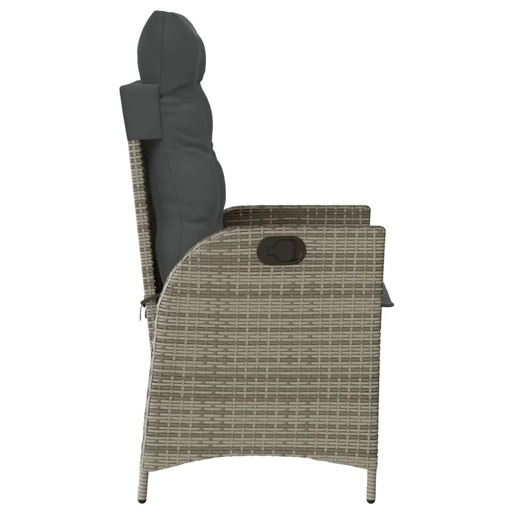 Sedie da Giardino Reclinabili 2 pz | Sedie da Esterno e Cuscini Grigio Polyrattan
