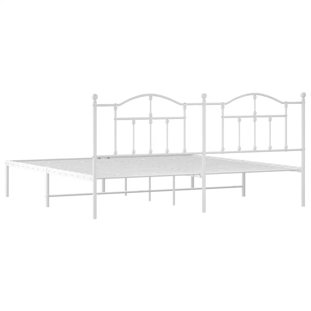 Giroletto con Testiera-Struttura Letto con testiera Metallo Bianco 200x200 cm 378909