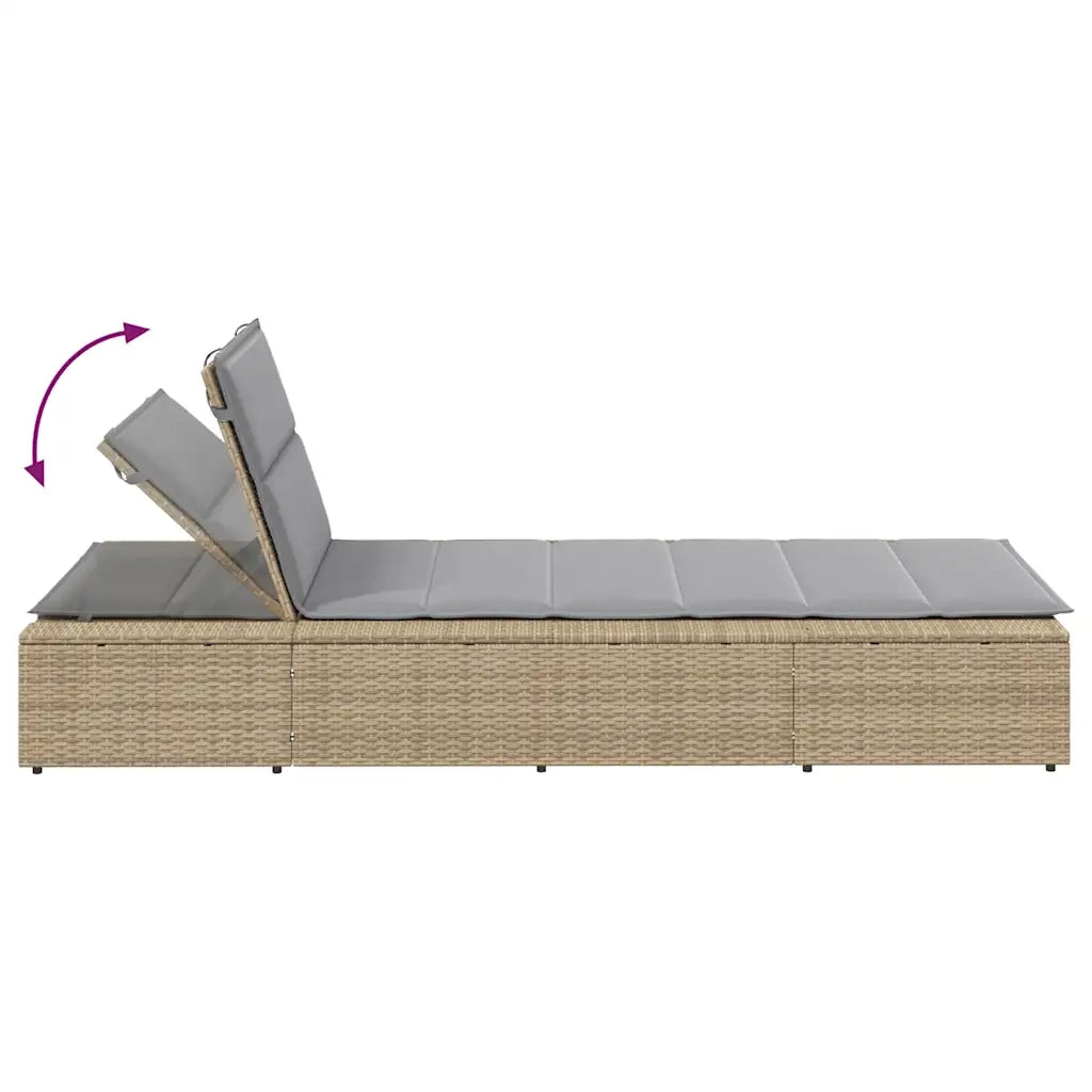 Lettino Prendisole con Cuscino Galleggiante Beige in Polyrattan 4104205