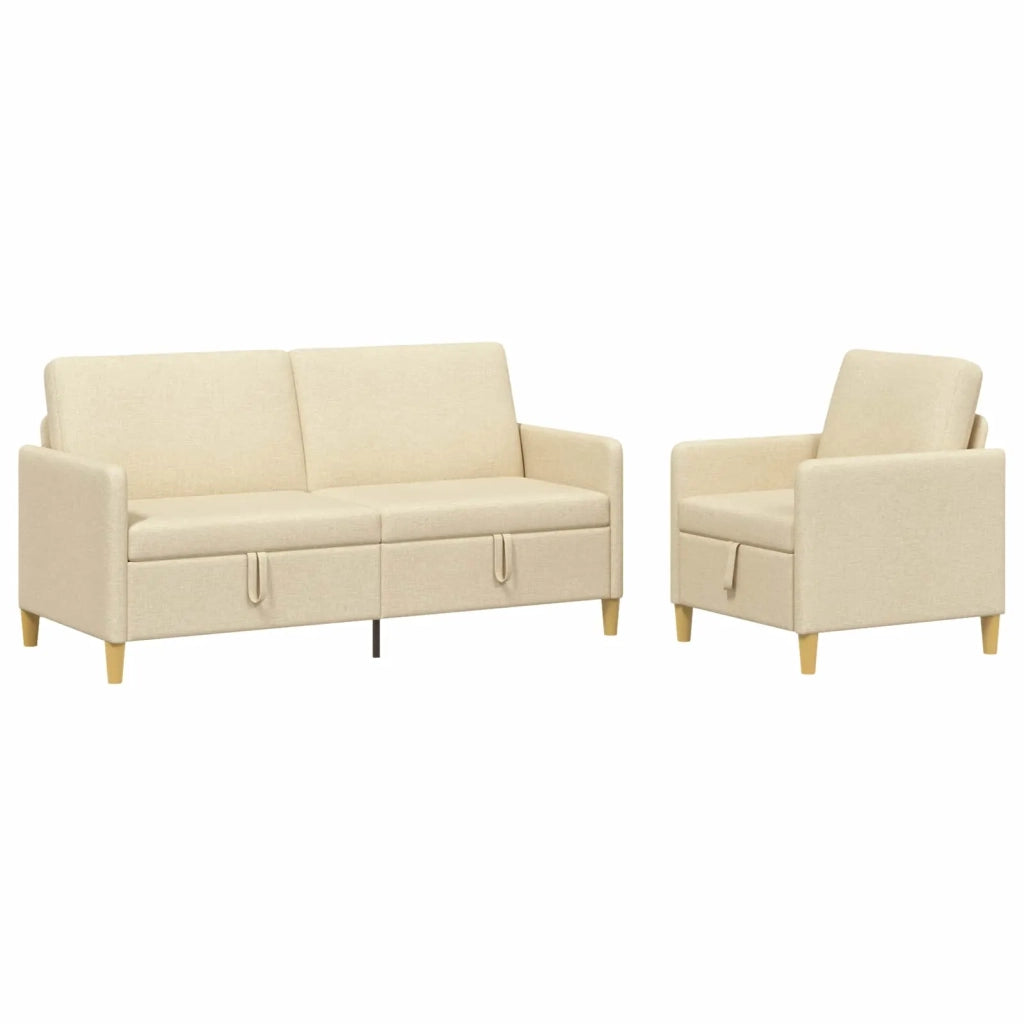 Set di Divani con Storage 2 pcs Crema Poliestere 3429211