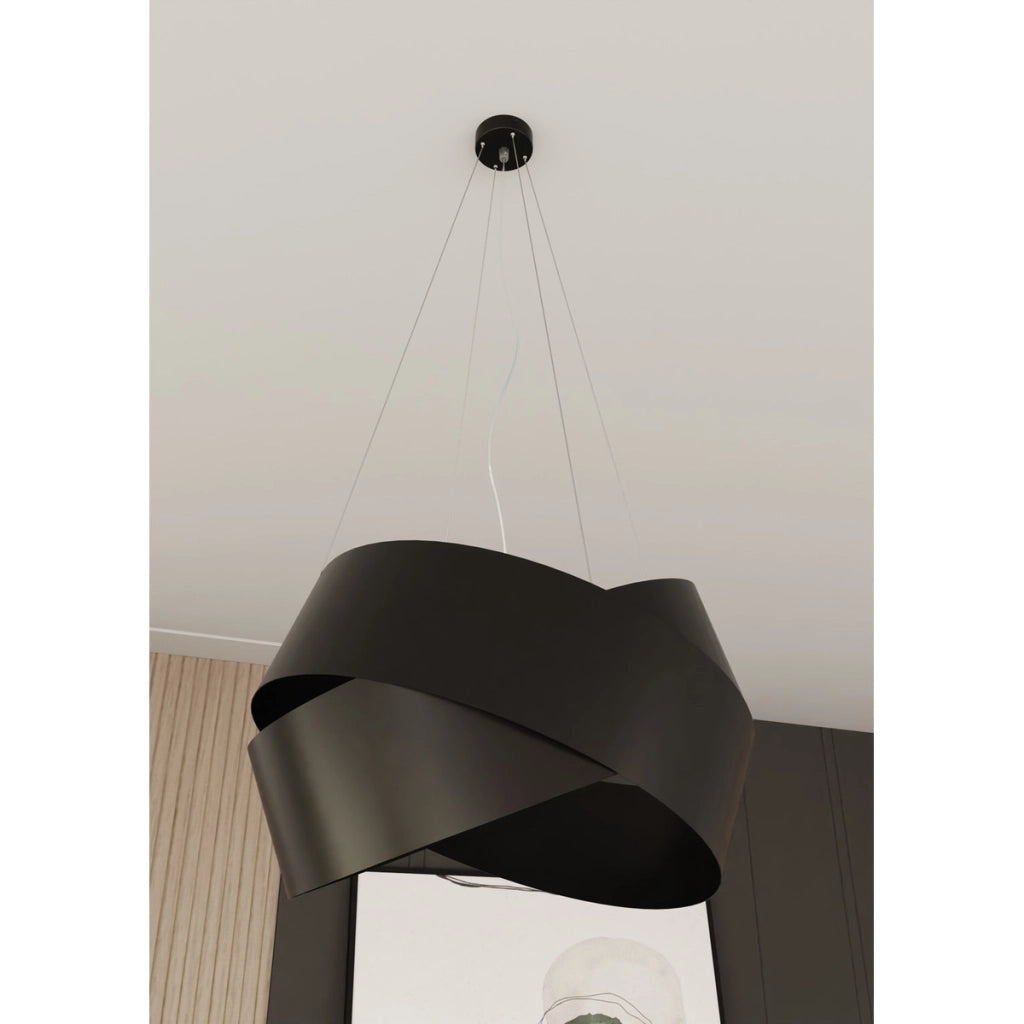 Lampada a sospensione Vieno in acciaio nero opaco