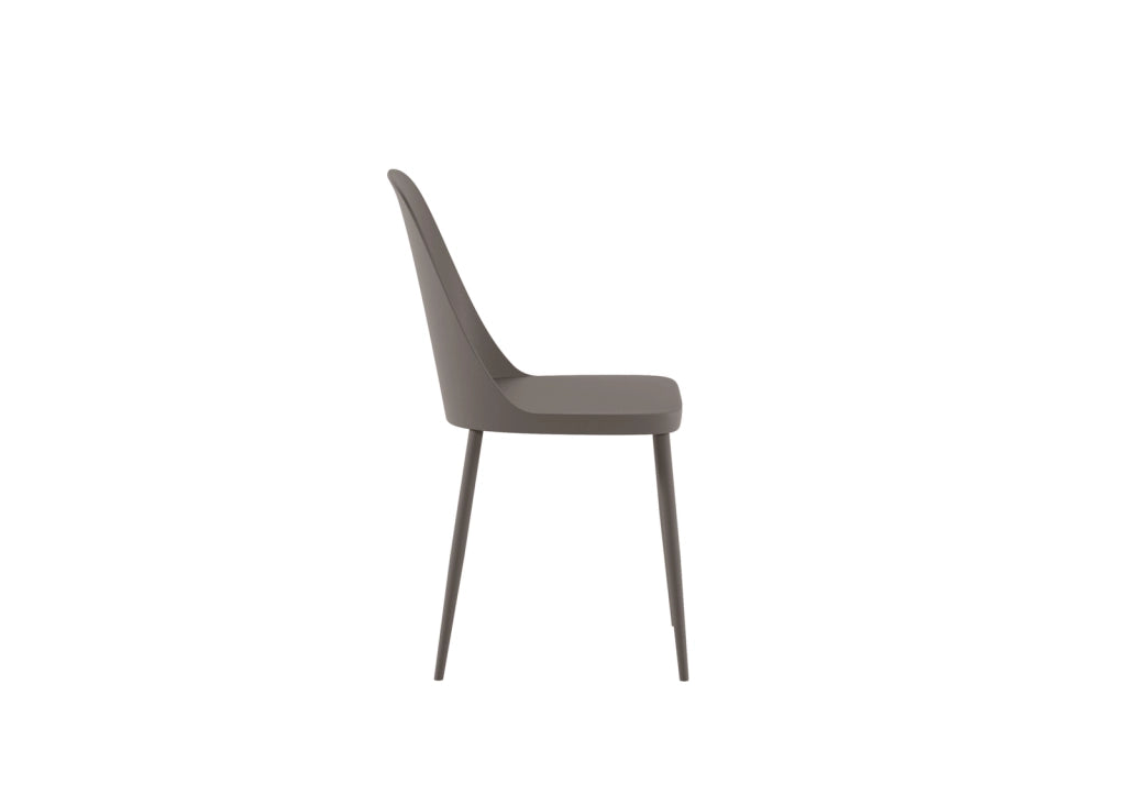 Sedia Tamara in Polipropilene Visone con Struttura in Metallo in Tinta - Design Moderno Ergonomico per Ambienti - Set da 4