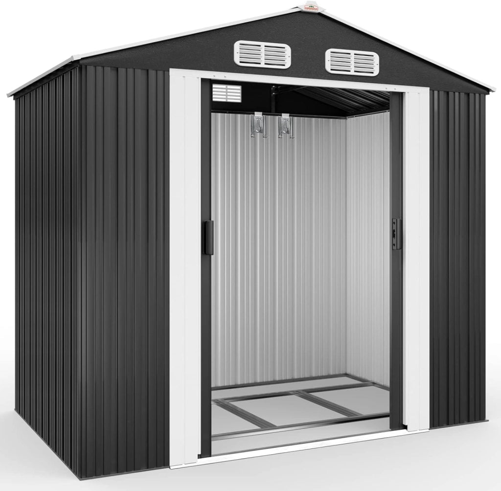 Capanno da Giardino XL 2m² Fondamenta 200x135x190cm Porta Scorrevole Rimessa per Attrezzi da Esterno 4m³