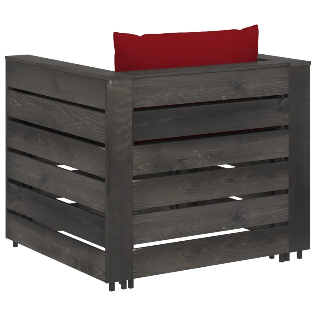 Set Salotto da Giardino 2pz con Cuscini Legno Impregnato Grigio 3068153