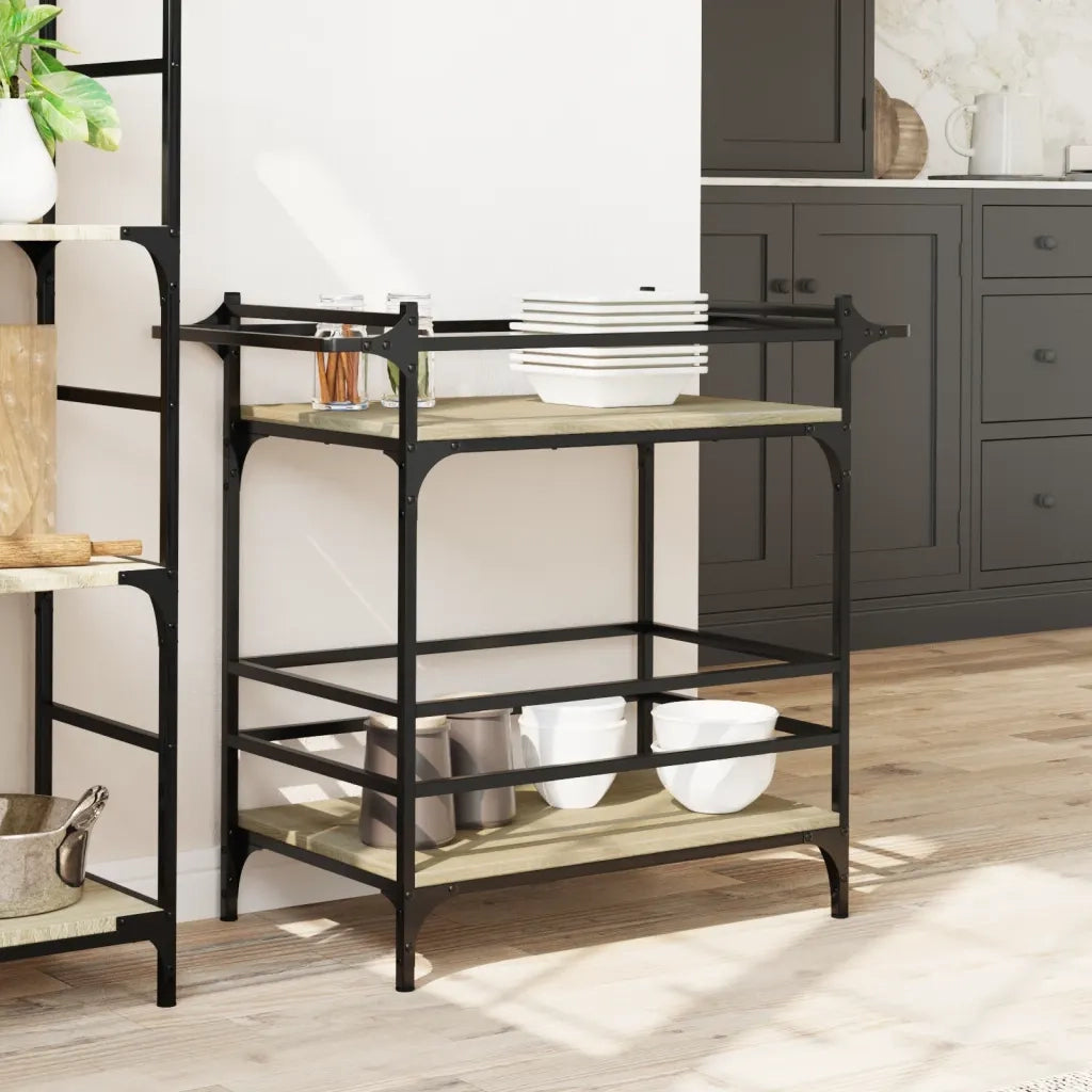 Carrello da Cucina-Scaffale per Cucina Rovere Sonoma 82x40x78,5cm Legno Multistrato