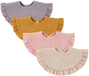 Set di 4 bandane per bambini unisex in mousseline, 360 gradi girabili, slabbetji in cotone per i denti da latte per ragazzi e ragazze (set giallo)