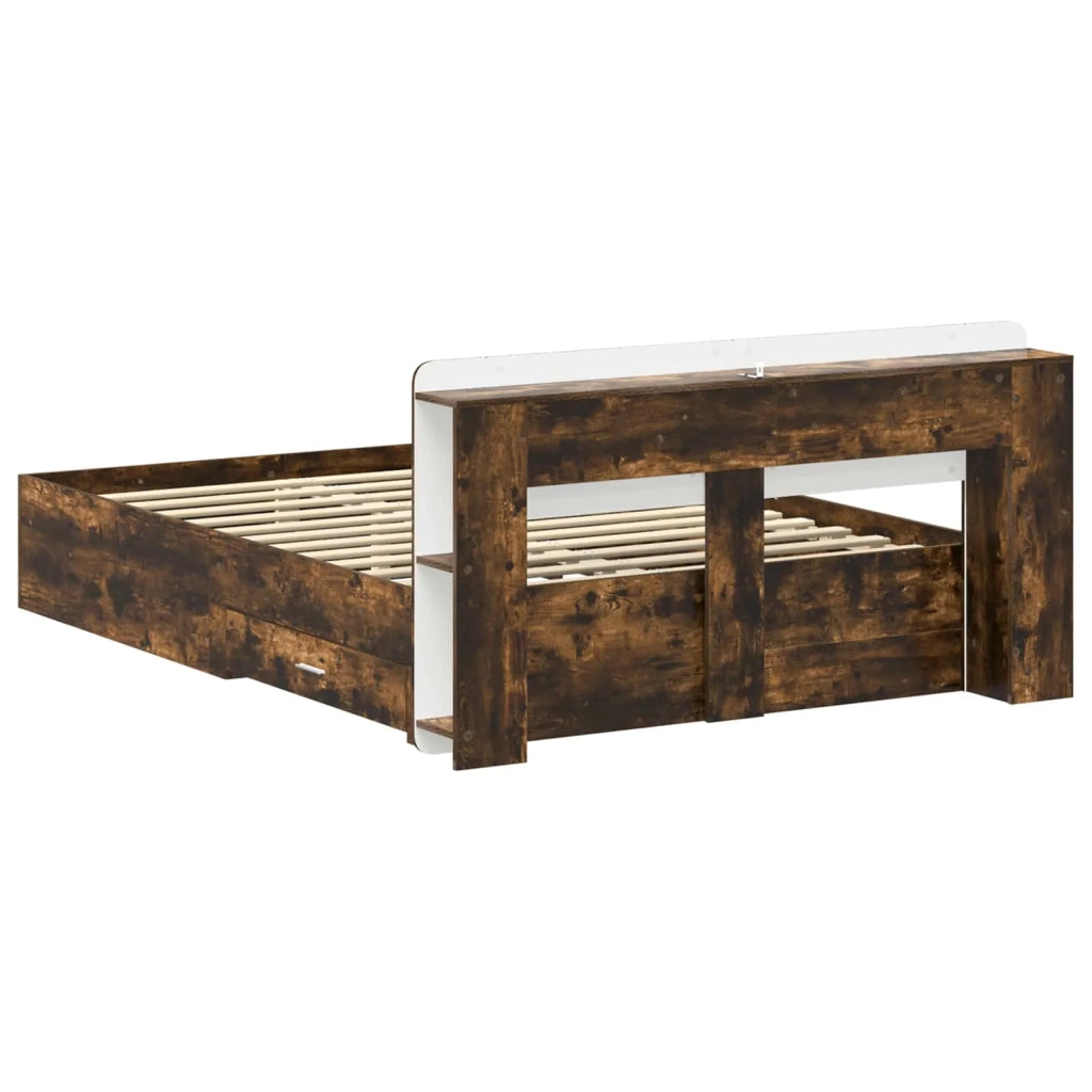 Telaio del letto con storage Rovere Fumo 150 x 200 cm