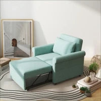 Poltrona Letto Singolo Salvaspazio Reclinabile su 4 Livelli con Seduta Imbottita, 96x84.5x87.5cm, Verde