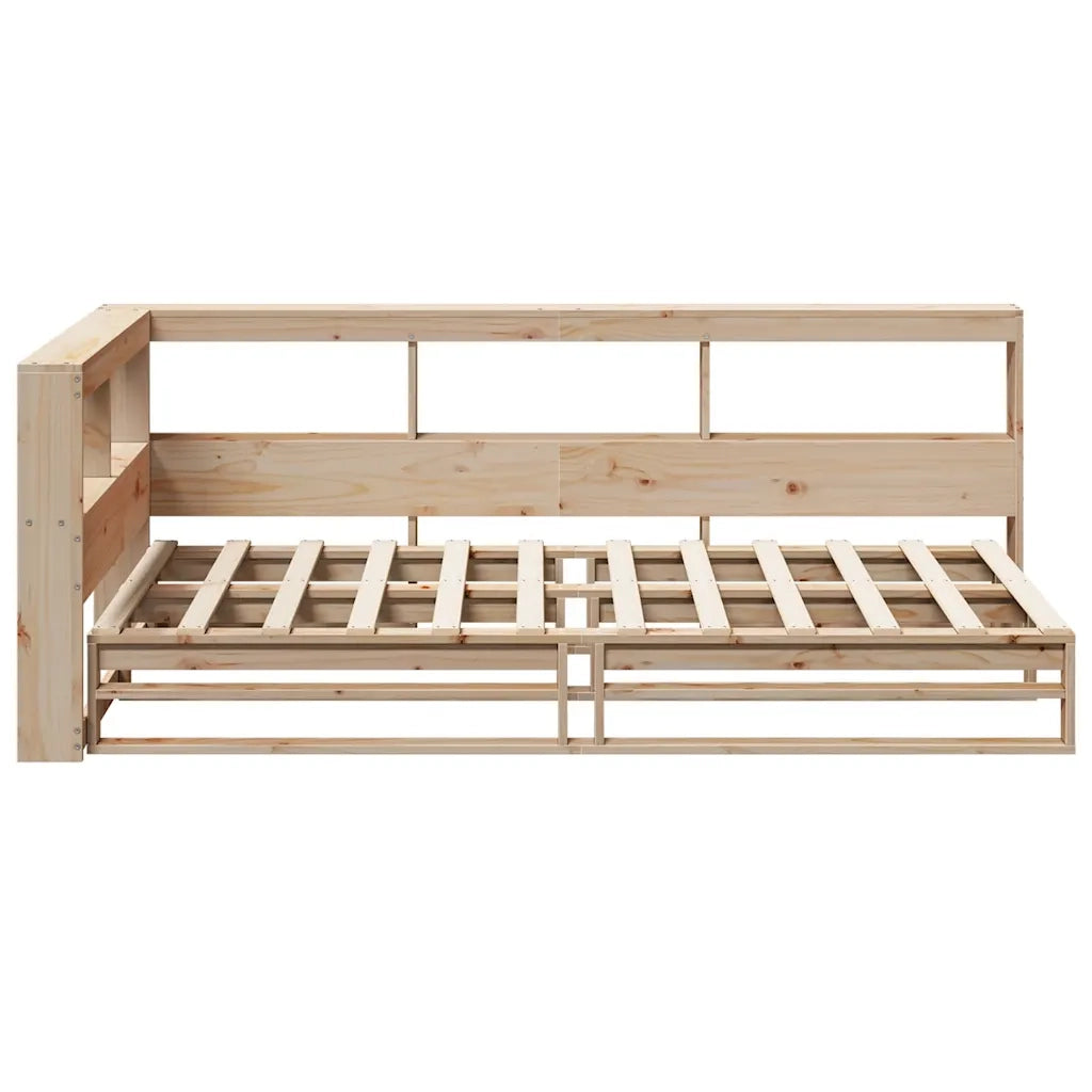 Letto Libreria senza Materasso-Struttura Letto con contenitore 90x190 cm Legno Massello Pino 472132