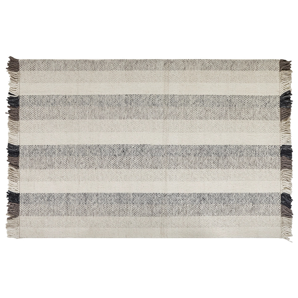Tappeto in lana bianco sporco nero marrone 160 x 230 cm nappe fatte a mano moderno