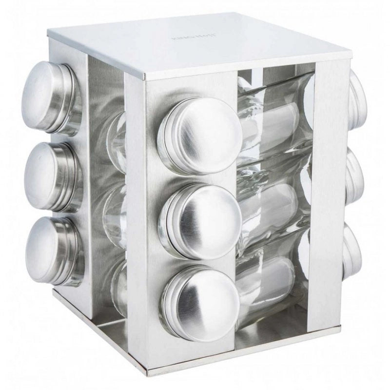 Kinghoff KH-4008 Porta spezie girevole in acciaio inox con 12 contenitori