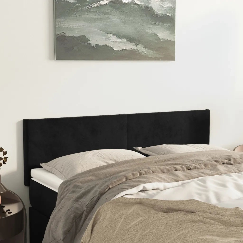 Testiera Nera 144x5x78/88 cm in Velluto 345800