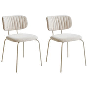 Set di 2 sedie da pranzo imbottite Beige Chiaro senza braccioli Base in metallo Design moderno