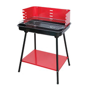 Trade Shop - Barbecue A Carbonella Con Griglia Regolabile In Acciaio Paravento Ripiano H82x58x38cm -