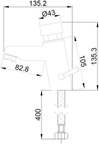 Rubinetto miscelatore temporizzato per lavabo in ottone cromato 07420.N Nofer