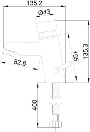 Rubinetto miscelatore temporizzato per lavabo in ottone cromato 07420.N Nofer