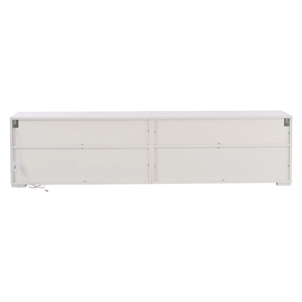 Mobile porta TV da parete con luci regolabili, 2 cassetti e vani, bianco e nero moderno