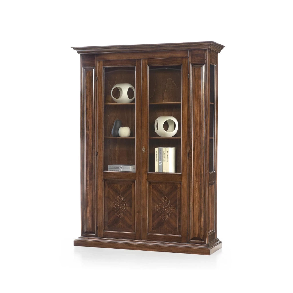 Vetrina 2 porte in legno massello arte povera tinta bassano l.156 x p.50 h.215 (6124) - Mobili 2G